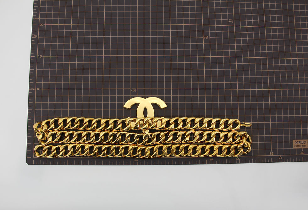 Thumbnail: Chanel Vintage 93P Gold-plated Large CC Wave Rotating Lock Long Waist Chain