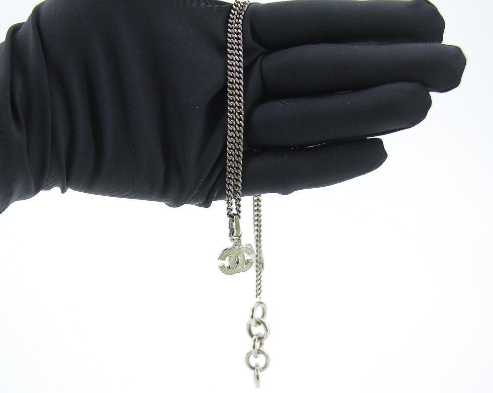 Thumbnail: Chanel Vintage 04P Enamel Dark Green Silver Necklace