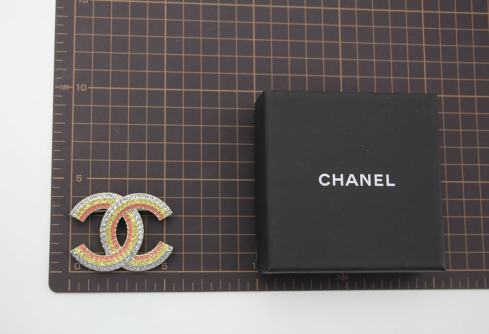 Thumbnail: Chanel A23C Rhinestone Rainbow-Tone CC Brooch