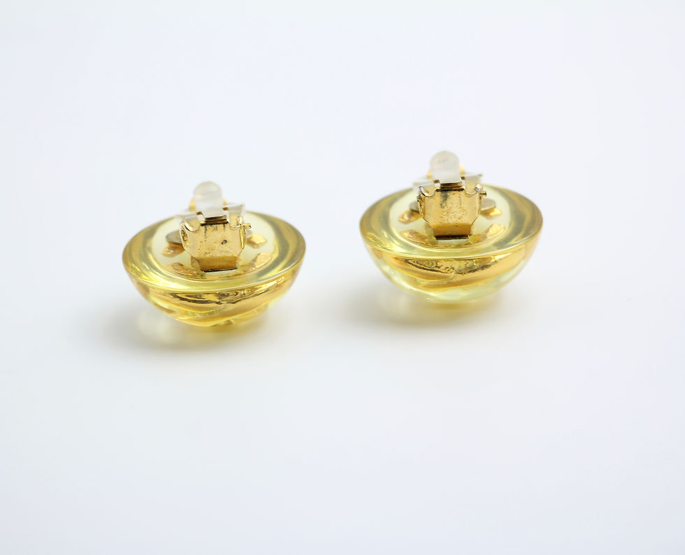 Thumbnail: Chanel Vintage 88 Gold-plated & Resin Round Clip-on Earrings 