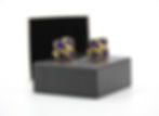 Thumbnail: Chanel Vintage 94A Gripoix Gold-plated Rhombus Dark Blue Clip-on Earrings