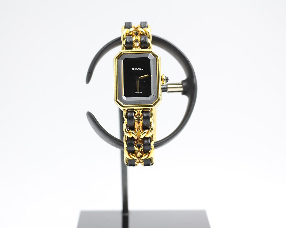 Thumbnail: Chanel Vintage 87年Premiere黑方糖皮穿鏈手錶(S)