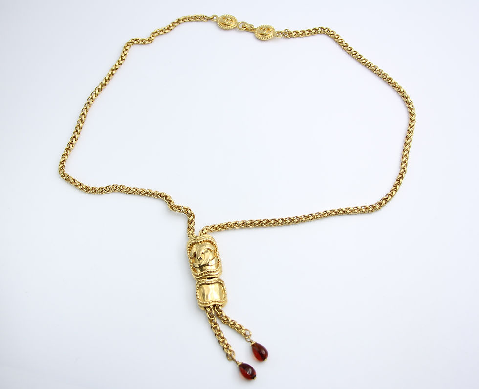 Thumbnail: Chanel Vintage 1996 Gripoix Red Bead Gold Plated Long Necklace /Stacking Wearabl