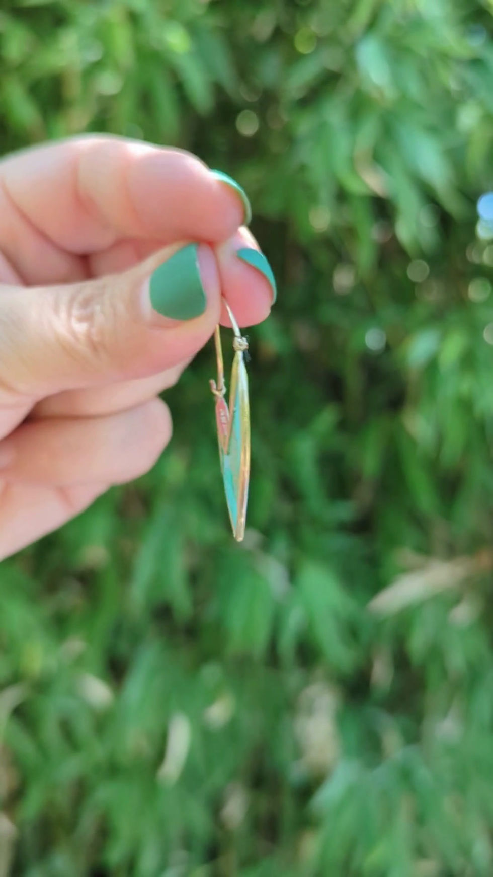 Thumbnail: Intarsia Hoops | 14K Fairmined Gold & Carved Stone Earrings