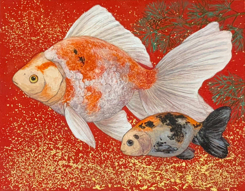 紅葉琉金と江戸錦(日本画)原画レベル.jpeg