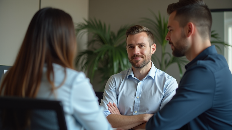 Eye-level view of a coaching session with a leader and a team member