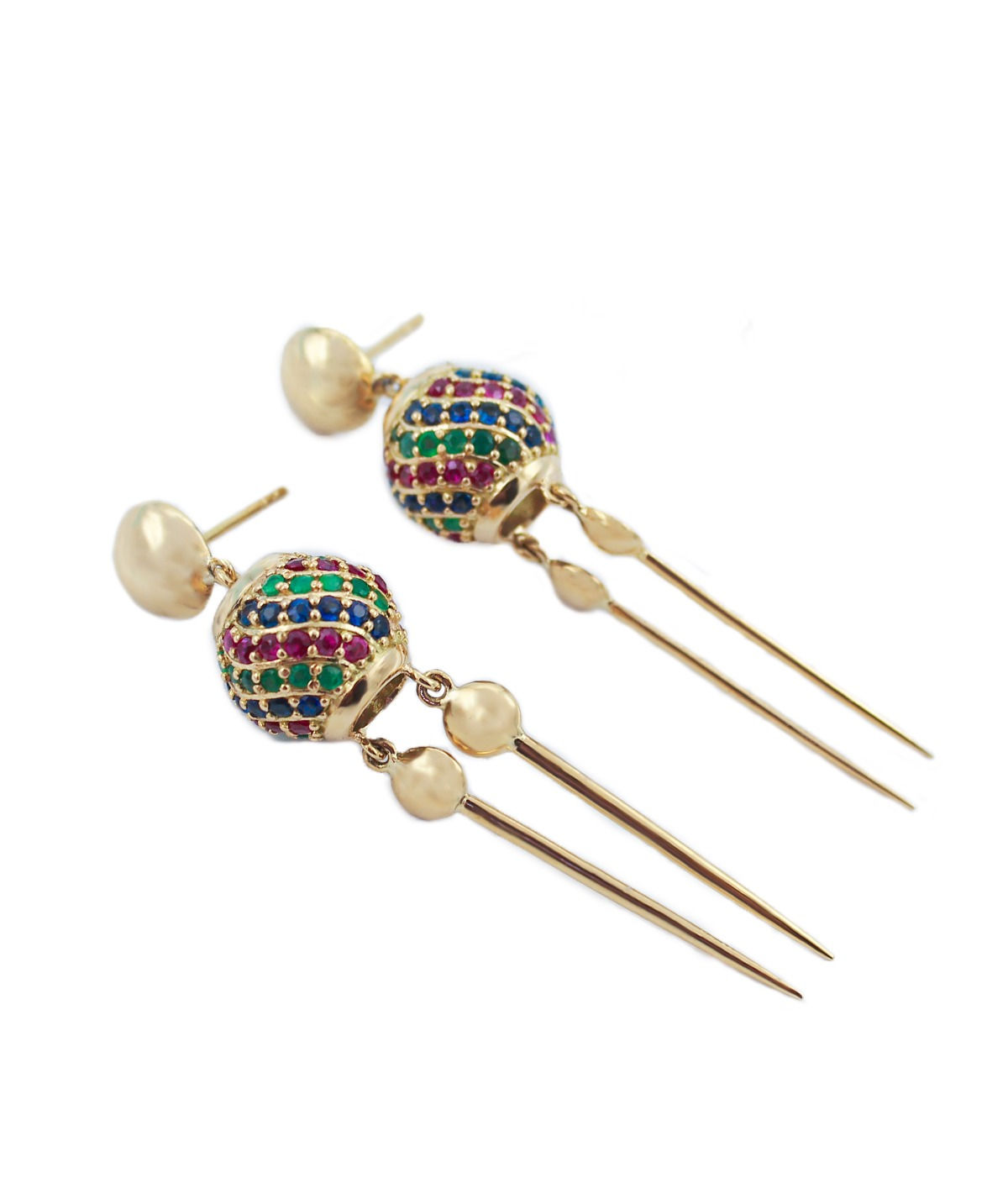 Seint Barrel Spike Earrings in Yellow Gold