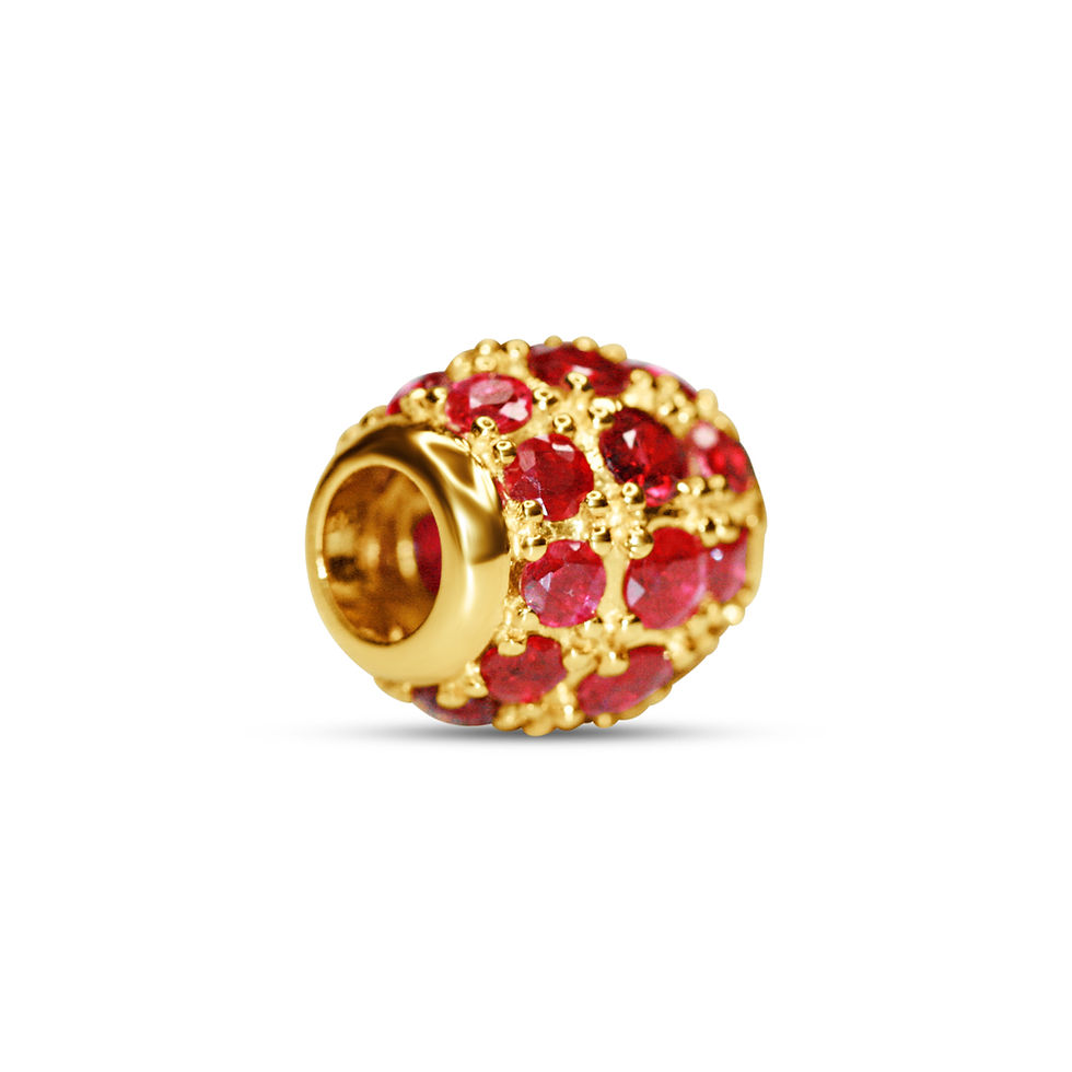 Thumbnail: Natural Ruby Mini Barrel Pendant in Yellow Gold