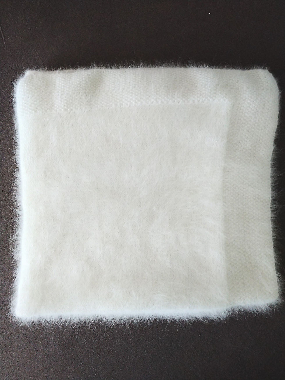 Thumbnail: Knitted White Angora Baby Blanket