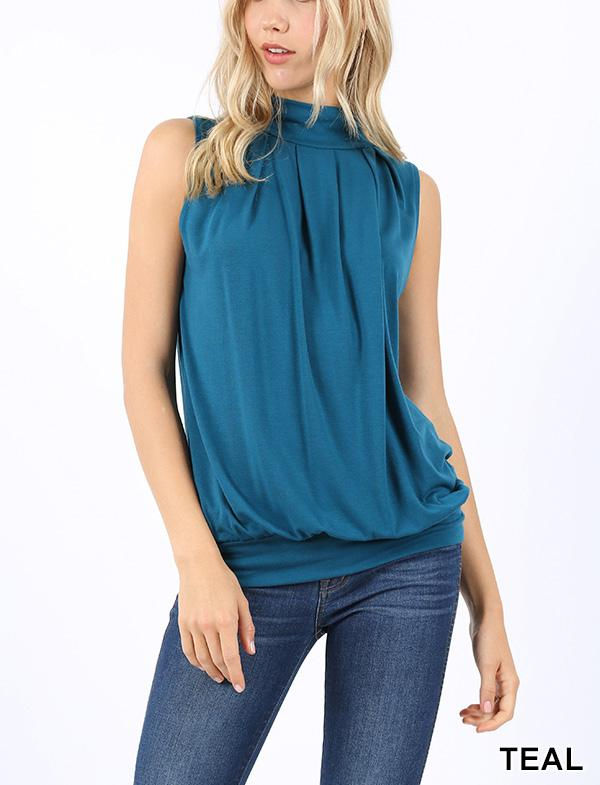 Thumbnail: High Neck Pleated Top With Waistband