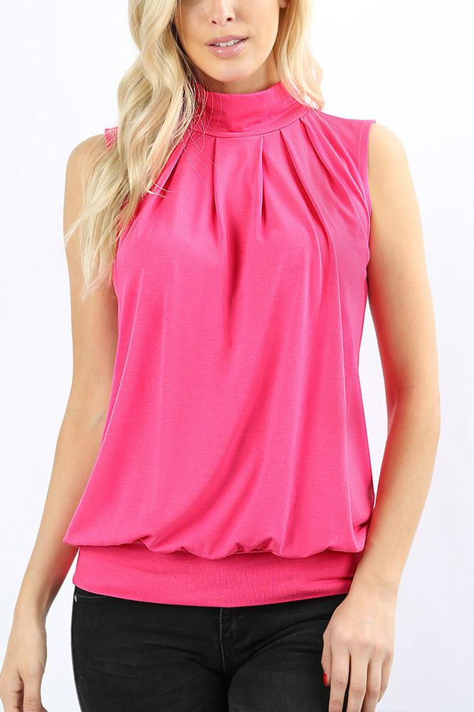 Thumbnail: High Neck Pleated Top With Waistband