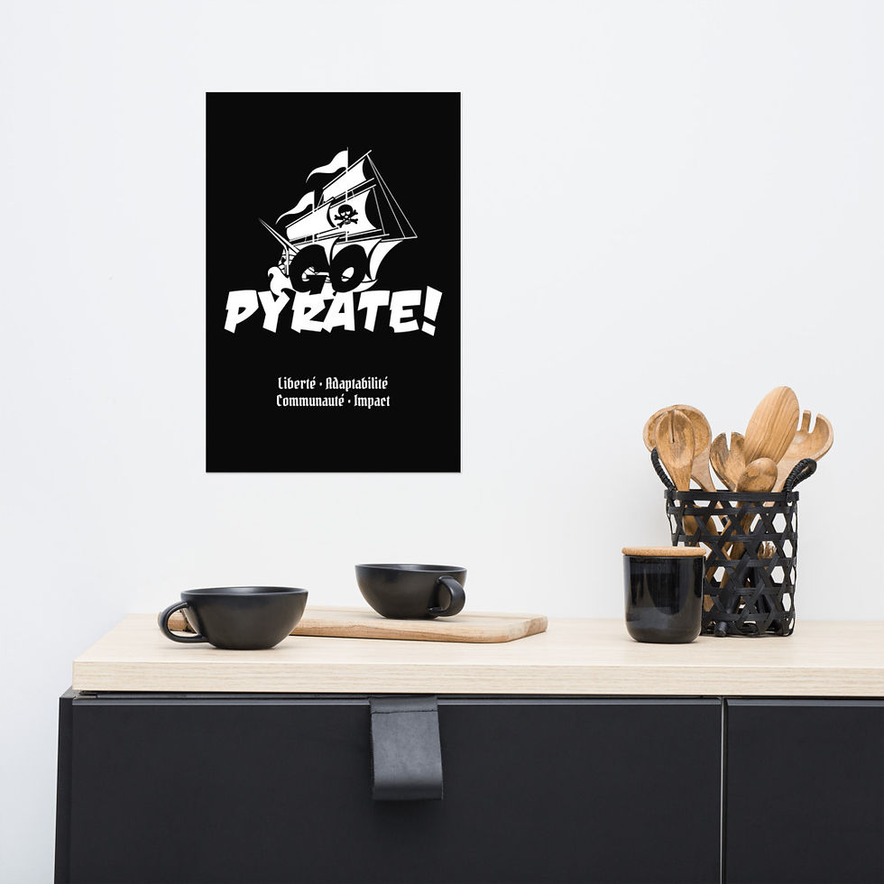 Miniature : Affiche Go Pyrate Blanc sur Noir