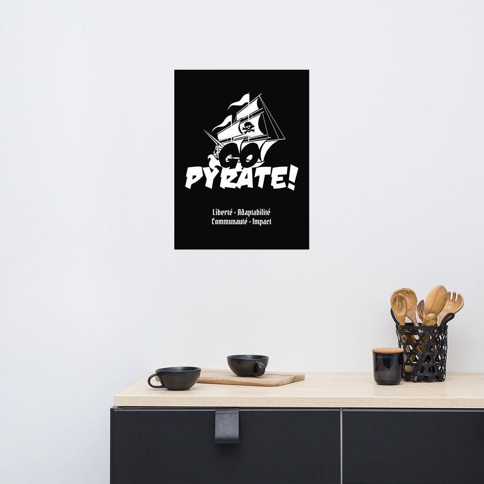 Miniature : Affiche Go Pyrate Blanc sur Noir