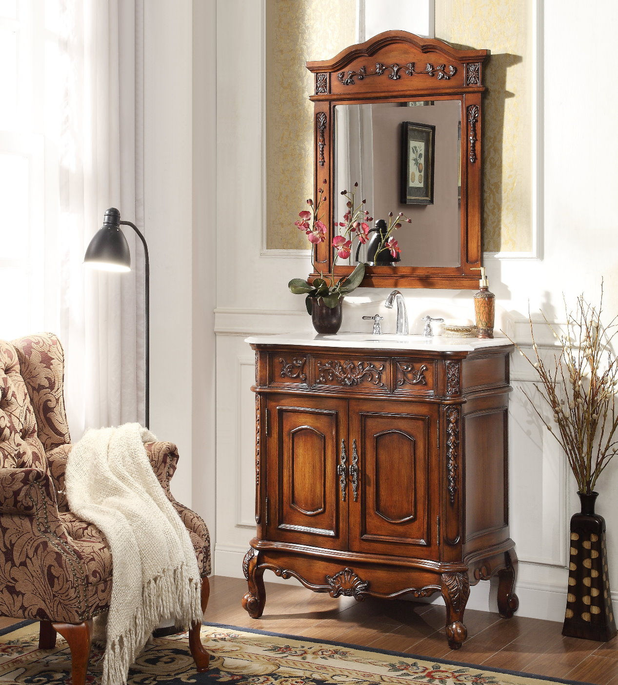 Item JHF021WTK  Size: 33.5"W x 20.75"D x 36"H