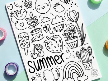 Le coloriage de l'été - Doodle estival 🐝🍉 à télécharger gratuitement