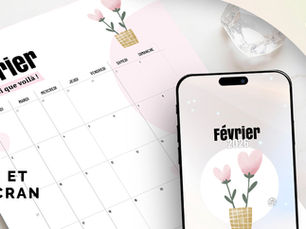 février 2026 - calendrier gratuit à télécharger - PDF A4 free to print - design minimaliste