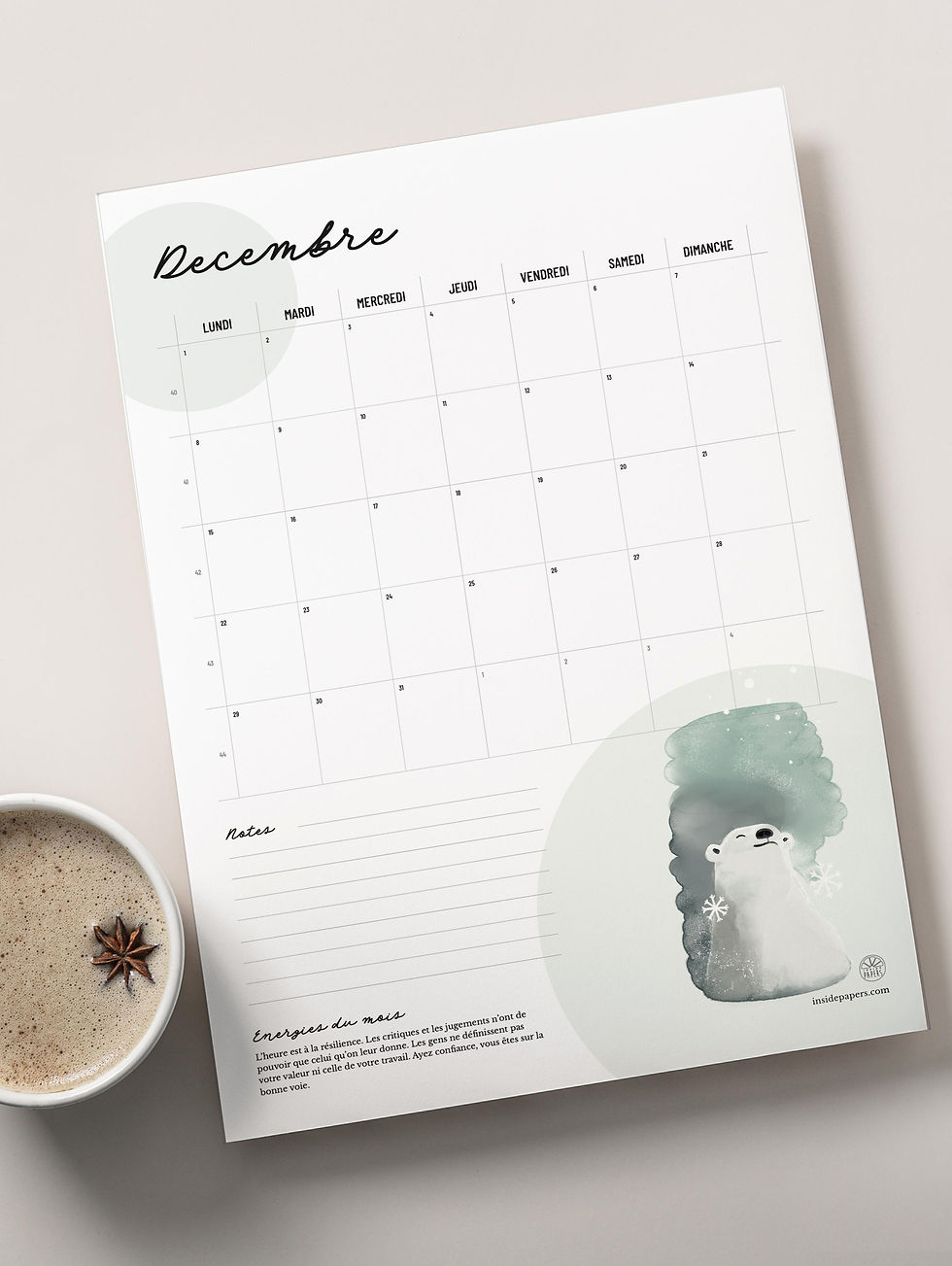 calendrier DIY Décembre 2025 téléchargement gratuit graphique illustré fun partage