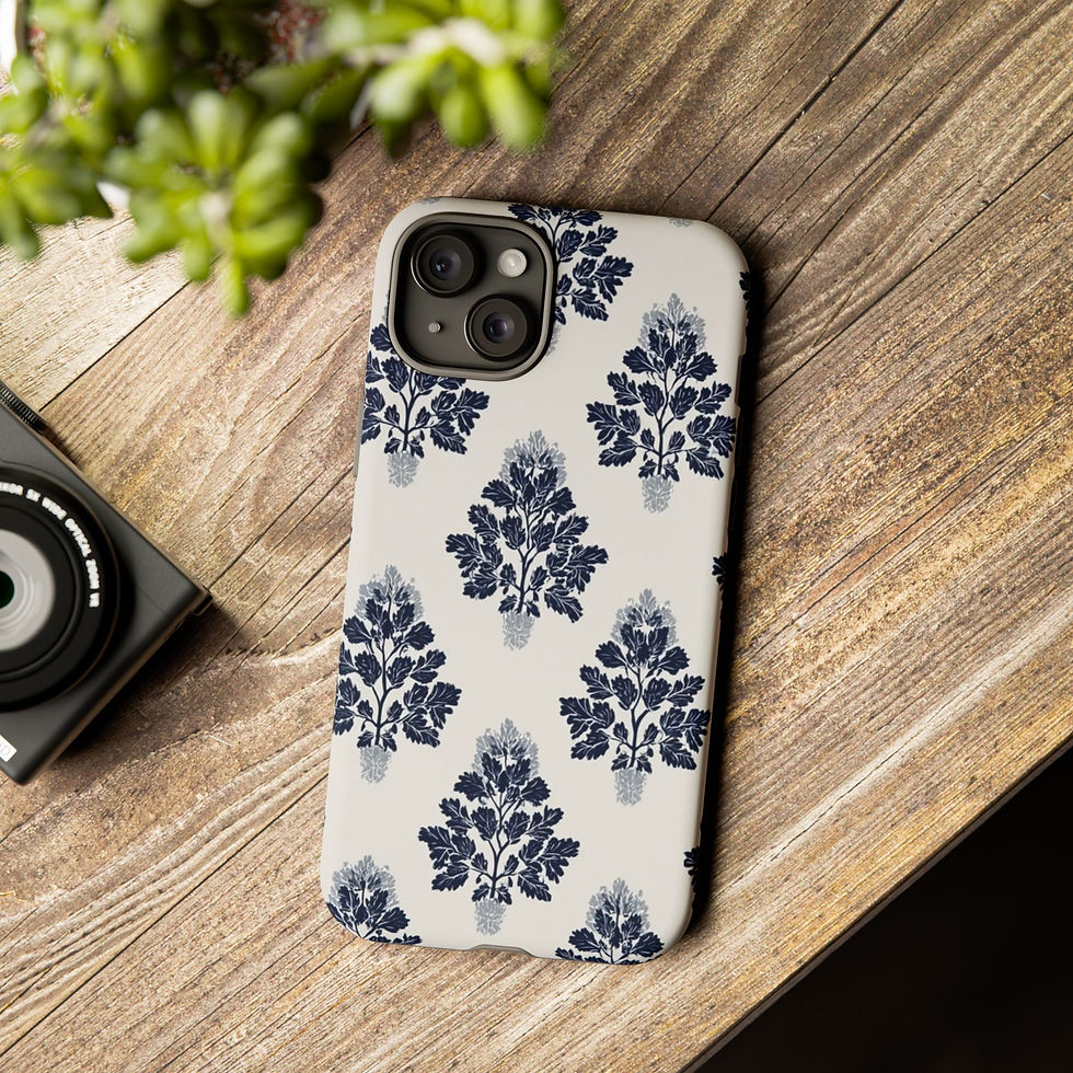 Thumbnail: iPhone 15 16 Case Navy Leaf Symphony Cottage Core Design