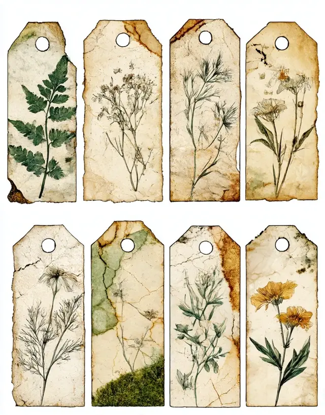 Thumbnail: Shabby Earthy Tags 20 Sheets Ephemera Instant Download Designs