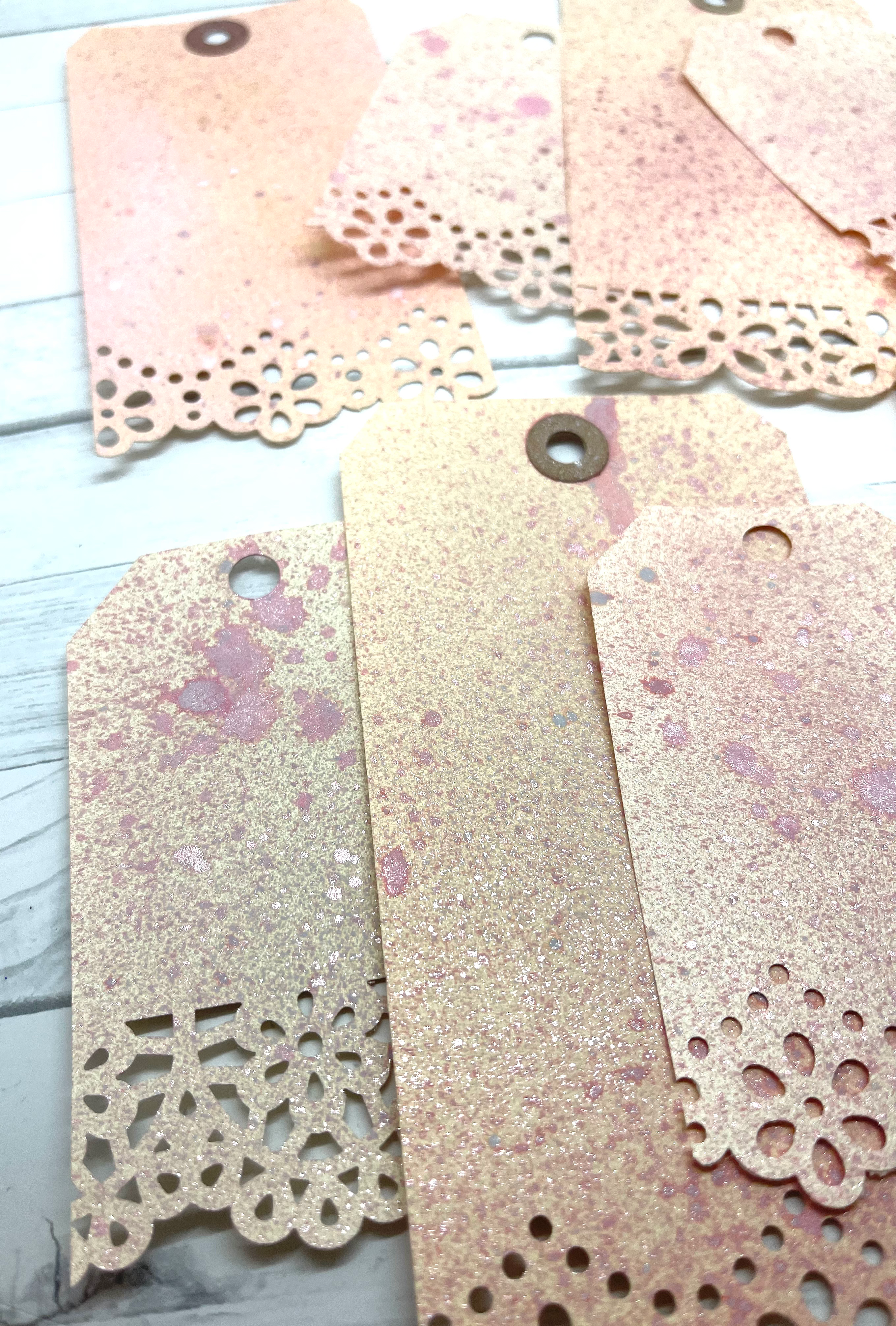 Handmade Blank Gift Tags Junk Journal Set of 8 Pale Pink