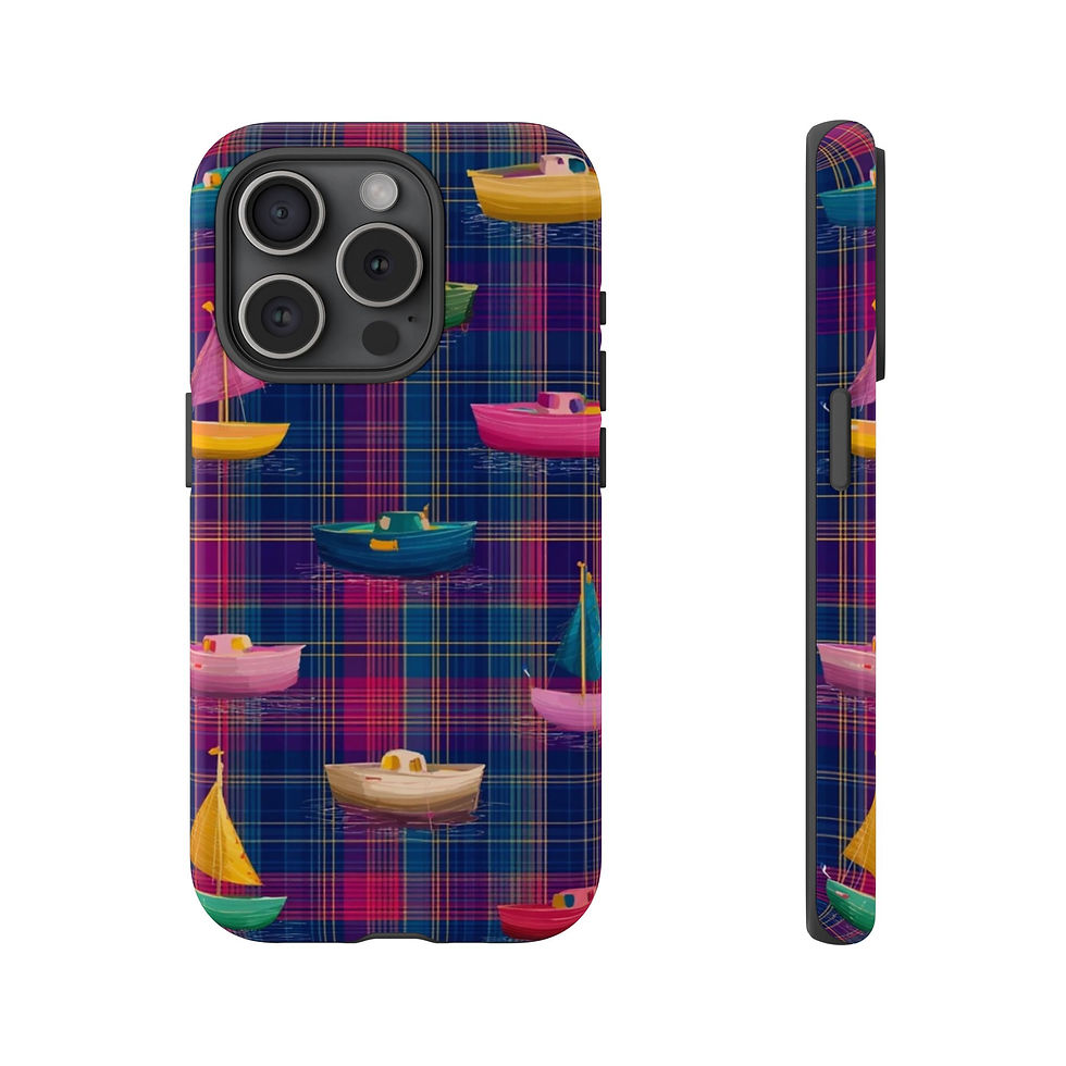 Thumbnail: iPhone 15 16 Case Boats and Plaid