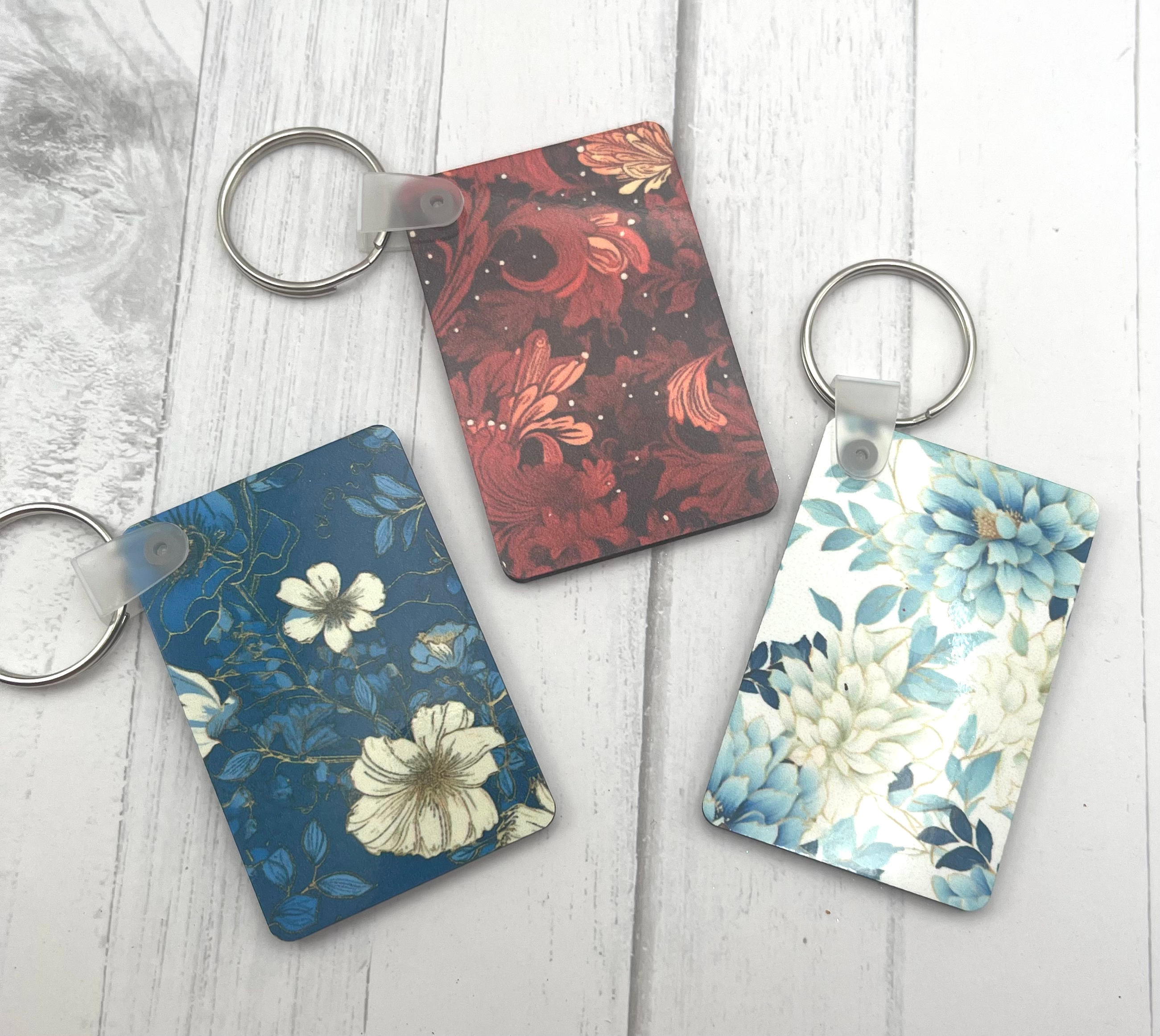 OOAK Hand Made Floral Fiberboard Wood Decorative Keychain Zipper Pull Journal Ch