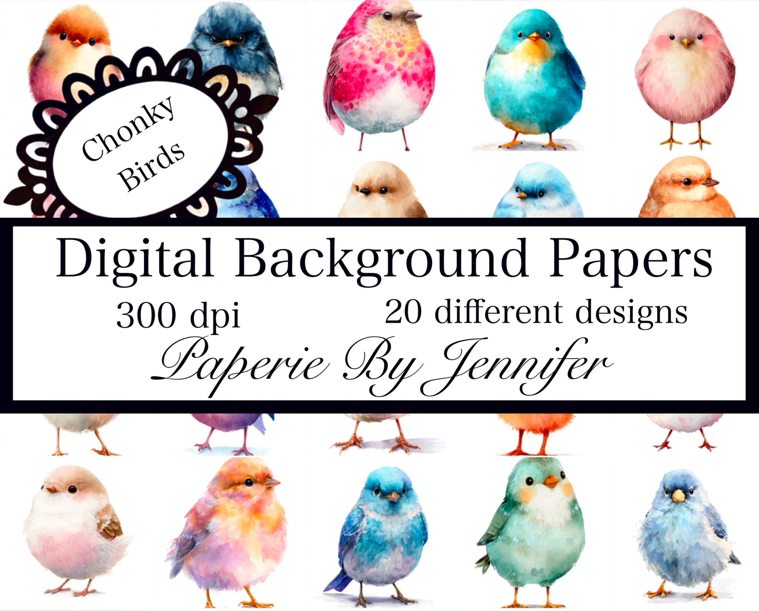 Chonky Birds Backgrounds Images 20 Instant Download