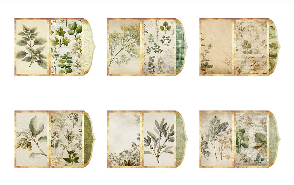 Thumbnail: Journal Folios Herbarium Images 6 Sheets Instant Download Designs Junk Ephe