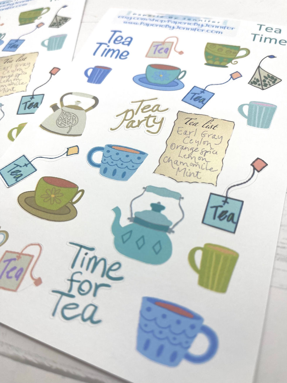 Thumbnail: Art Stickers Tea Time 2 Sheets 26 Stickers Journal Embellishments