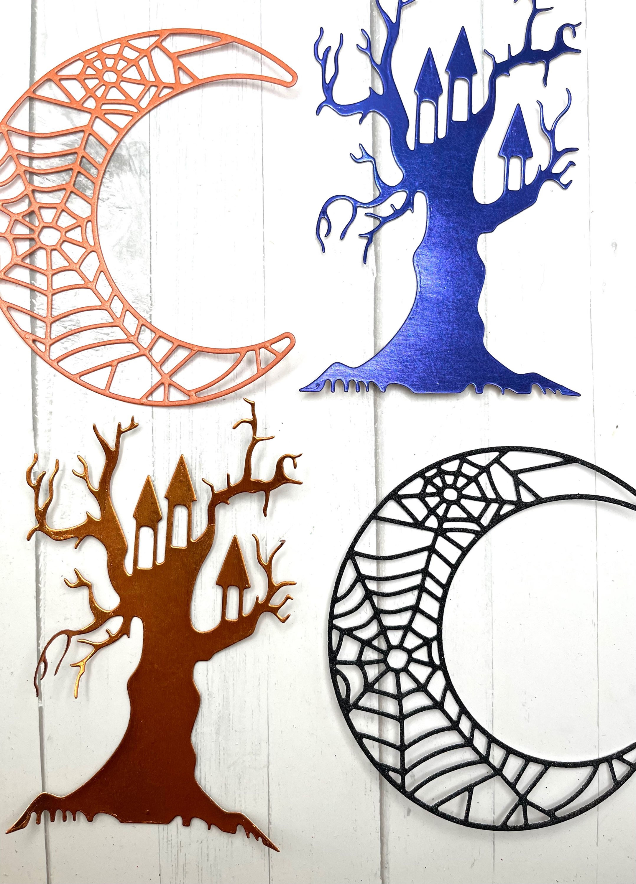 Die Cuts Halloween 4 Spooky Tree Moon Foil Specialty Basic Cardstock Scrapbook E