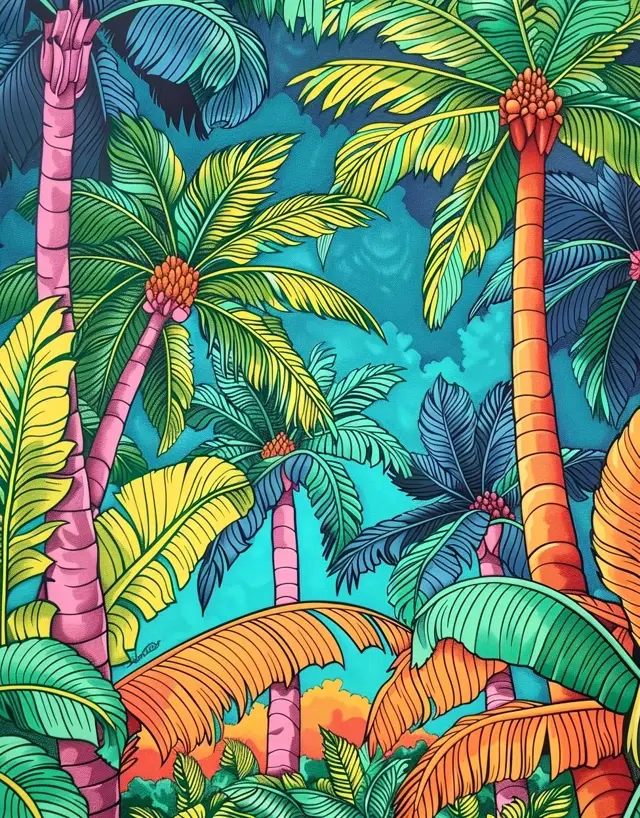 Thumbnail: Palm Trees Coloring Book 20 Coloring Pages Instant Download Star S