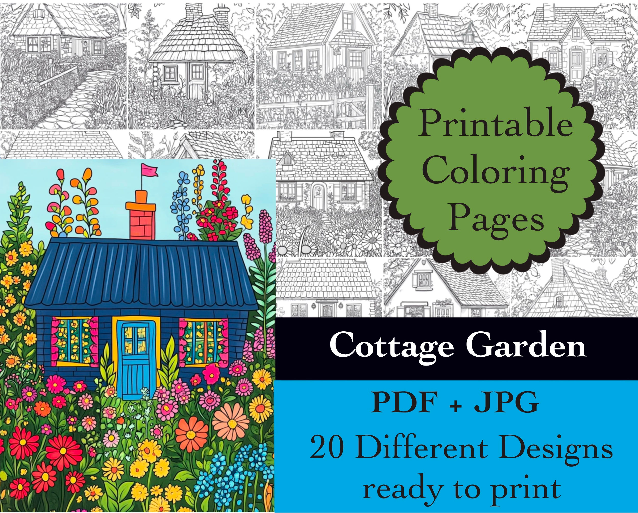 Cottage Garden Coloring Book 20 Coloring Pages Instant DownloaLi