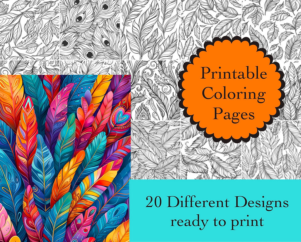 Feathers Coloring Book 20 Coloring Pages Instant DownloaLi
