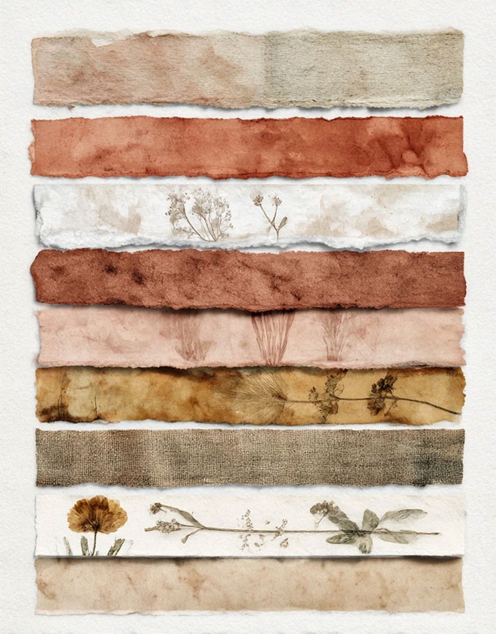 Thumbnail: Earthy Washi Strips 20 Sheets Ephemera Instant Download Designs JPG