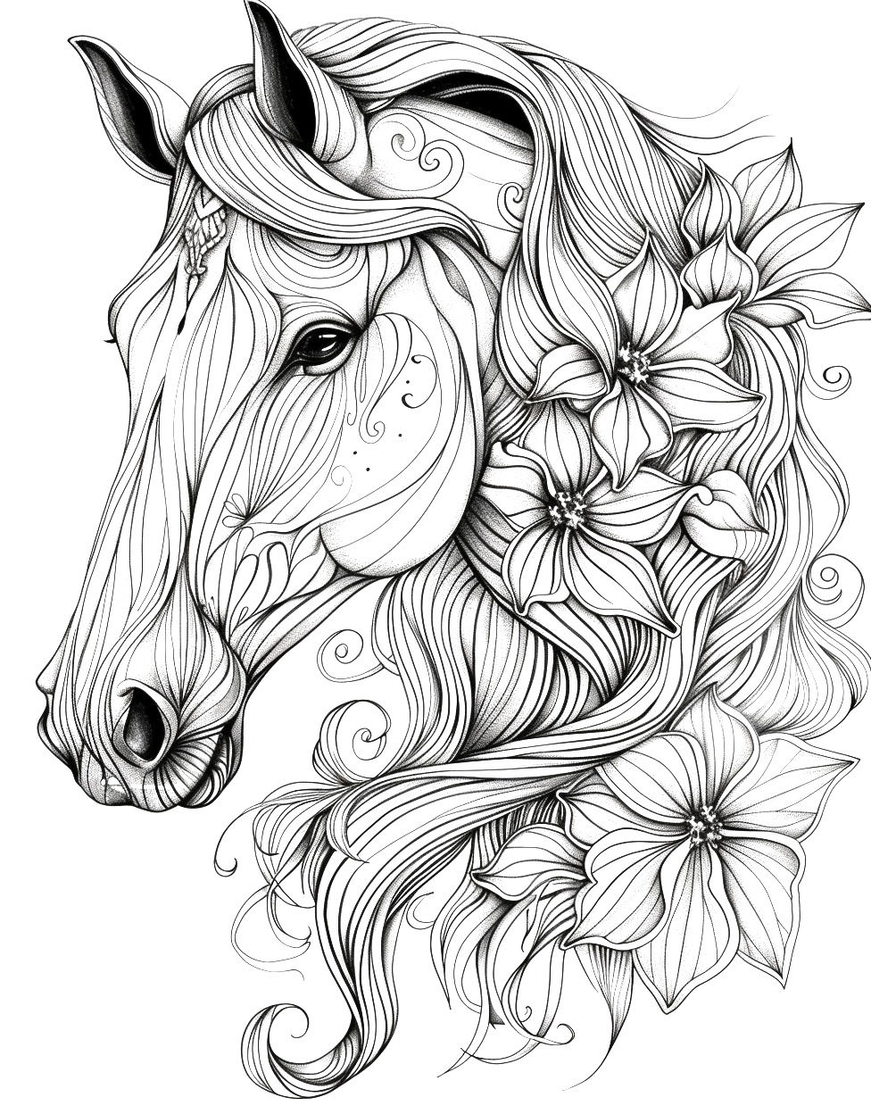 Thumbnail: Horse Gead Glass Coloring Book 20 Pages Instant DownloaLiFashionableSwir