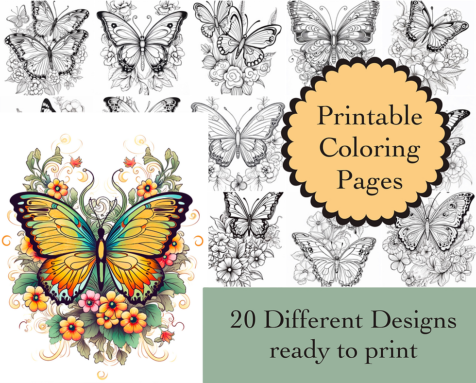 Butterfly Coloring Book 20 Pages Instant Download