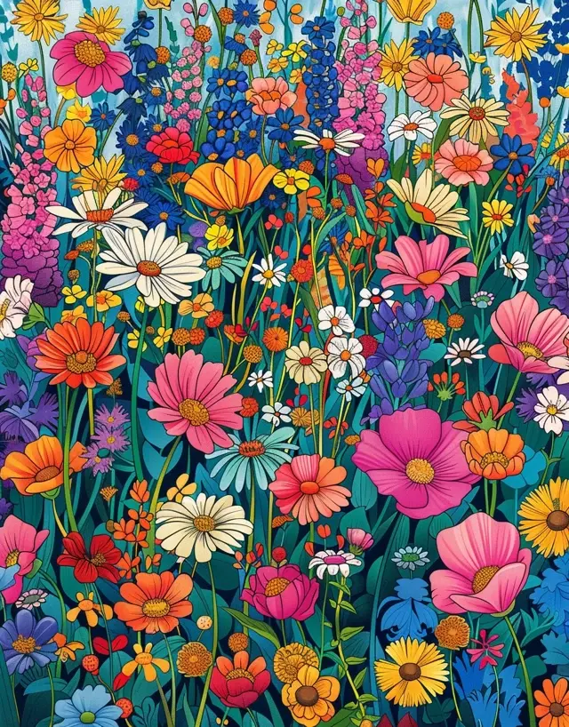 Thumbnail: Wildflower Background Coloring Book 20 Coloring Pages Instant Download