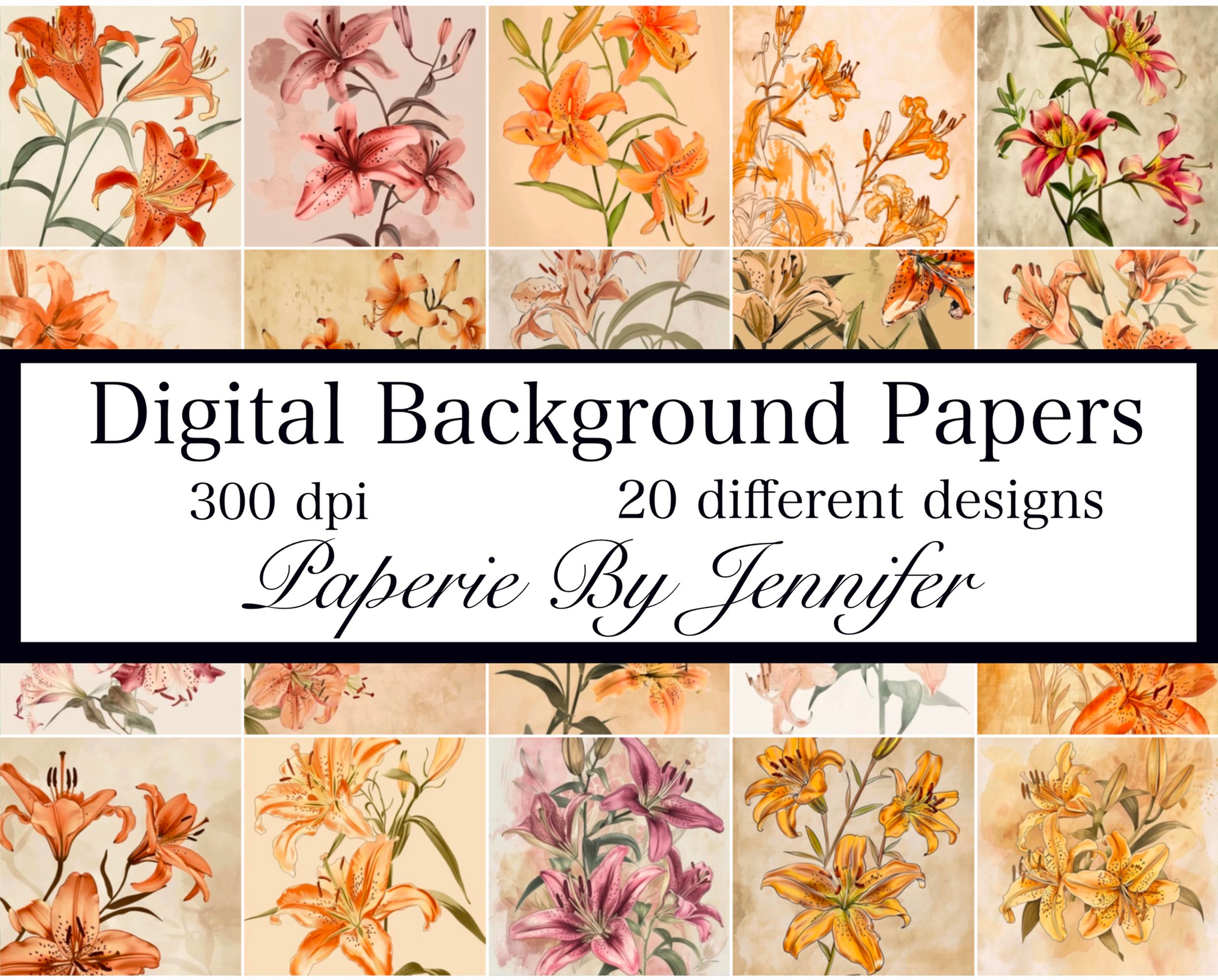 Vintage Lilies Images 20 Instant Download Opalescen