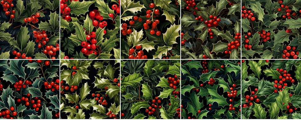 Thumbnail: Holly Berry Dark Backgrounds DIGITAL 20 Card Background Printabl