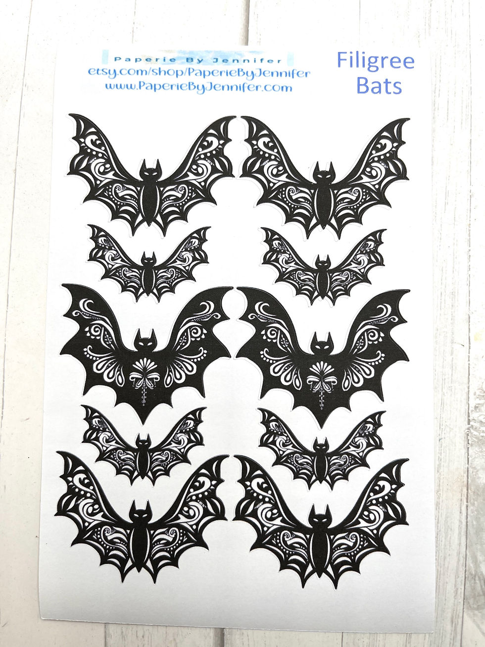 Thumbnail: Art Stickers Filigree Bats 2 Sheets 20 Stickers Journal Embellishments Halloween
