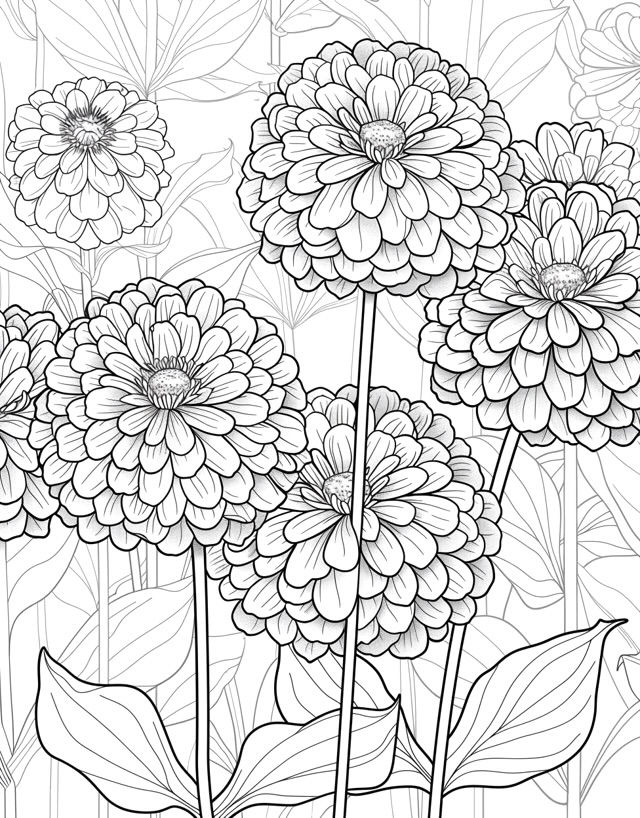 Thumbnail: Zinnia Flower Coloring Book 20 Coloring Pages Instant Download Star Sc