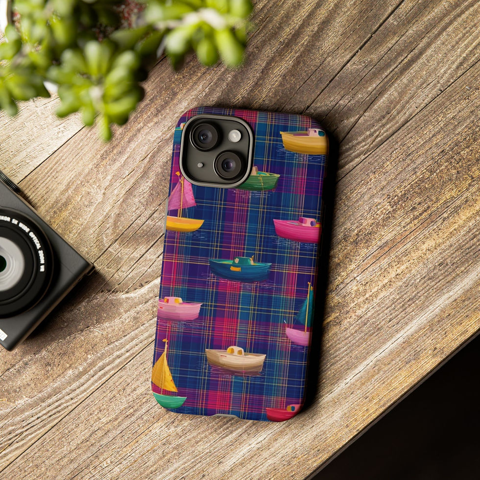 Thumbnail: iPhone 15 16 Case Boats and Plaid