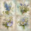 Thumbnail: Larkspur Fields Collage Background Papers Images 12 Sheets Instant Download 