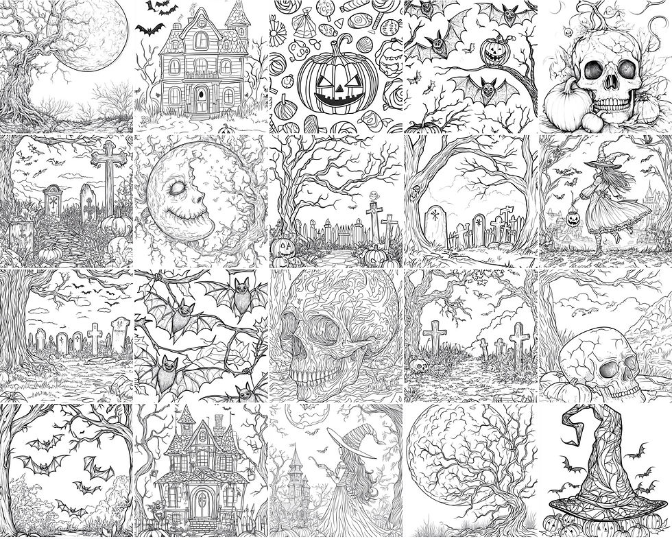 Thumbnail: Halloween Scene Coloring Book 20 Coloring Pages Instant DownloaLiFashionab
