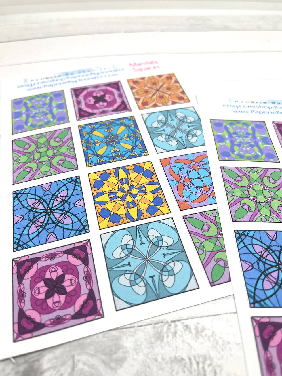 Thumbnail: Art Stickers Mandala Quilt Squares 2 Sheets 24 Stickers Journal Embellishments