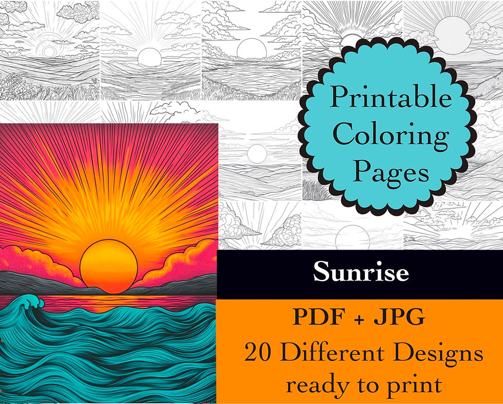 Sunrise Coloring Book 20 Coloring Pages Instant Download