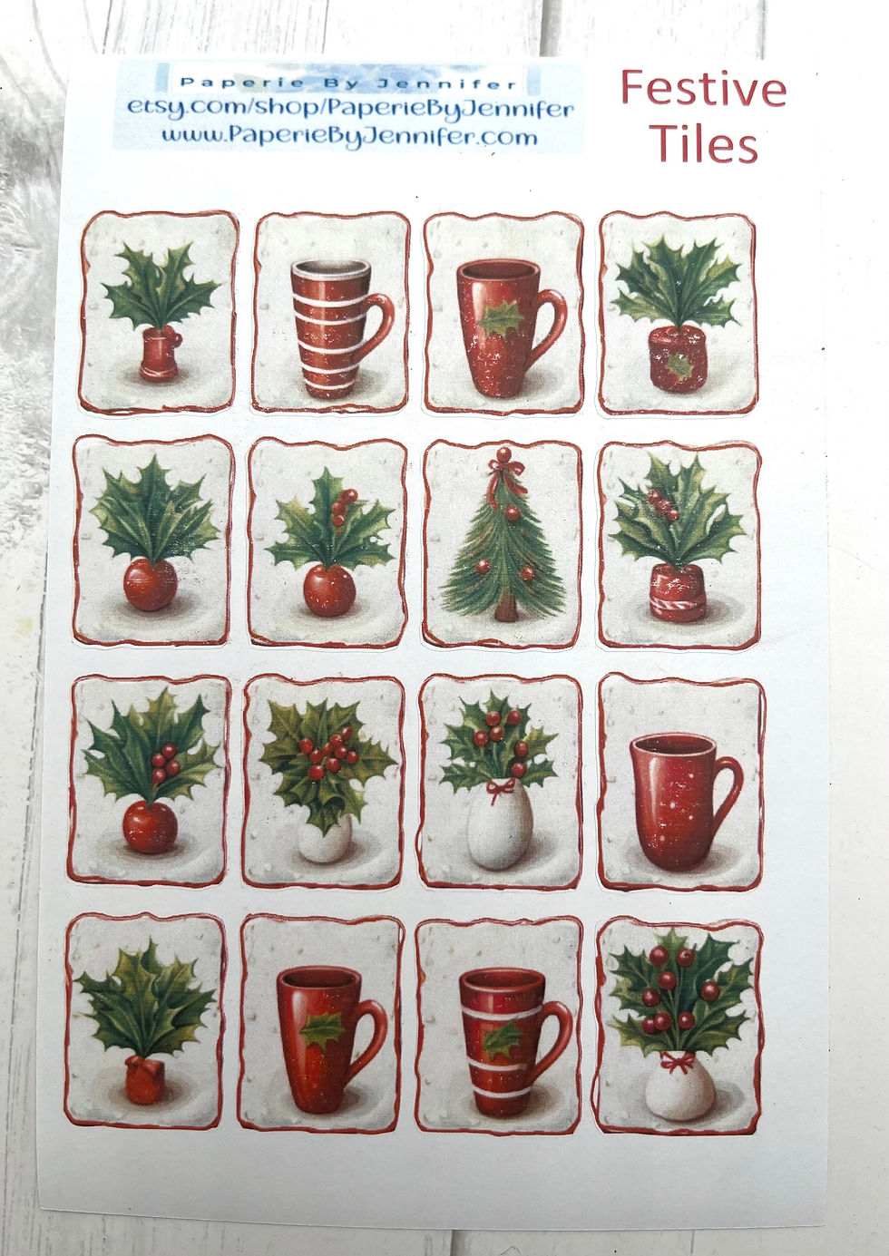 Thumbnail: Art Stickers Festive Tiles Christmas 2 Sheets 32 Stickers Planner Journal Embell