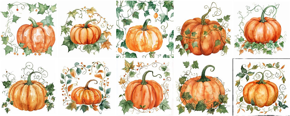 Thumbnail: Watercolor Pumpkins Background Images 20 Instant Download Opalescen