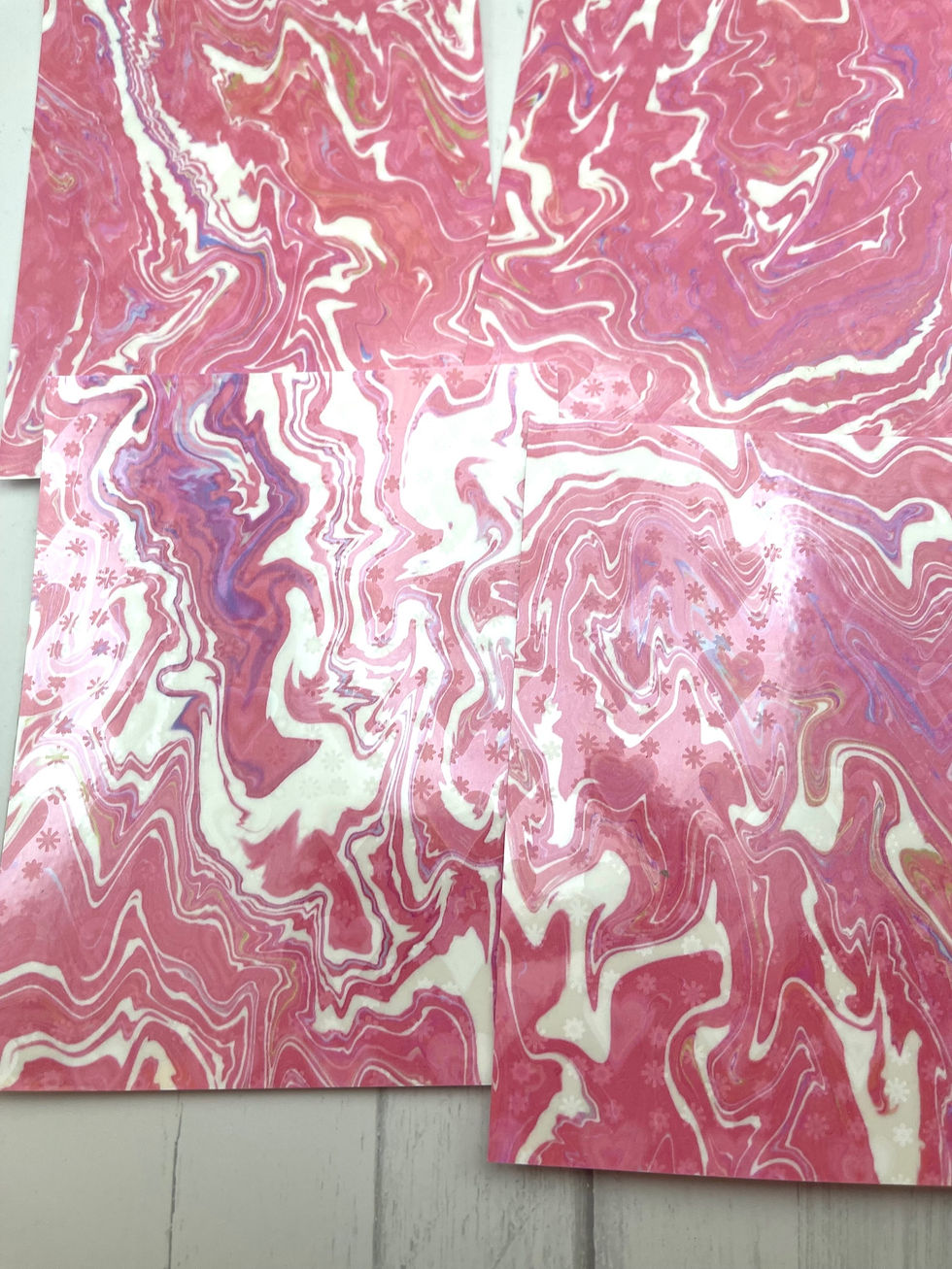 Thumbnail: Holographic Marbled Art Background Sheets 4 Pieces Cardstock 4x5.25" Rose