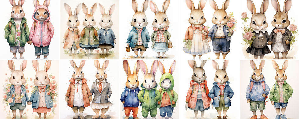 Thumbnail: Watercolor Bunnies Clipart Images 20 Instant Download